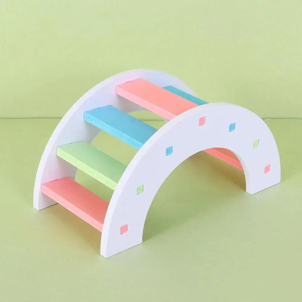 1 Pieces Hamster Toys Set Include Wooden Hamster House Rainbow Bridge Cozy