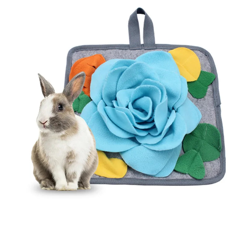 Non-toxic Felt Rose Snuffle Mat Rabbit Guinea Pig Foraging Enrichment for Burrowly bowls & bottles and small pet care.