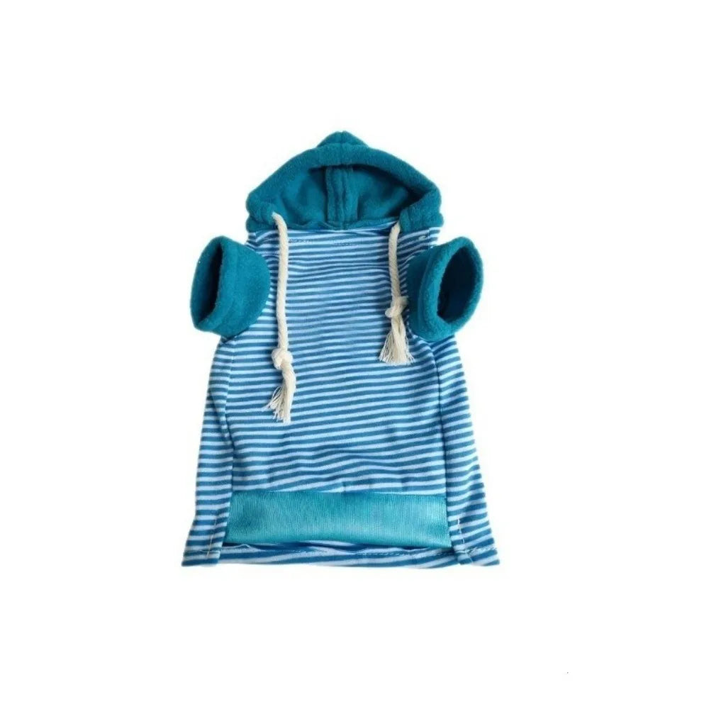 Elastic Ferret Hoodie Thick Fleece Cozy Pet Striped Sweatshirt Stylish Drawstring Soft Hamster Coat for Hamster Lizard Squirrel