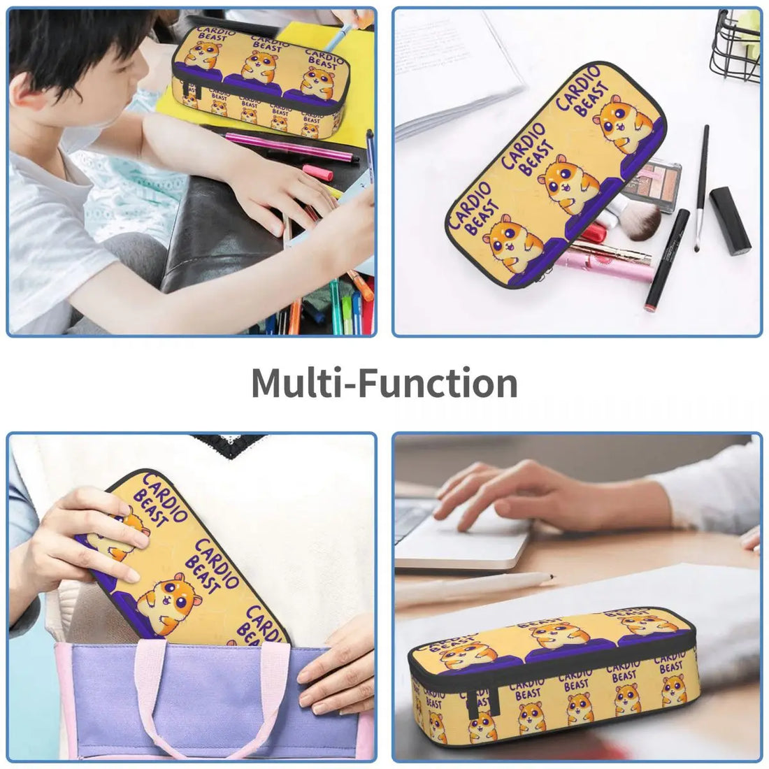 Cardio Beast Hamster Workout Sticker Pencil Case Pen Holder Storage Stationery Supplies Big Capacity Pen Box Pencil Bag Students