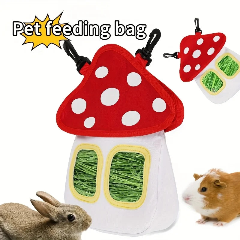 Mushroom Shaped Pet Hay Feeder Hanging Forage Bag for Rabbit Guinea Pig