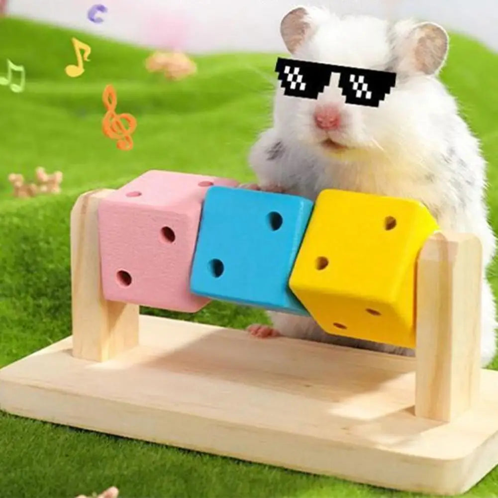 Wooden chew platform toy for hamster and gerbil enrichment from Burrowly.