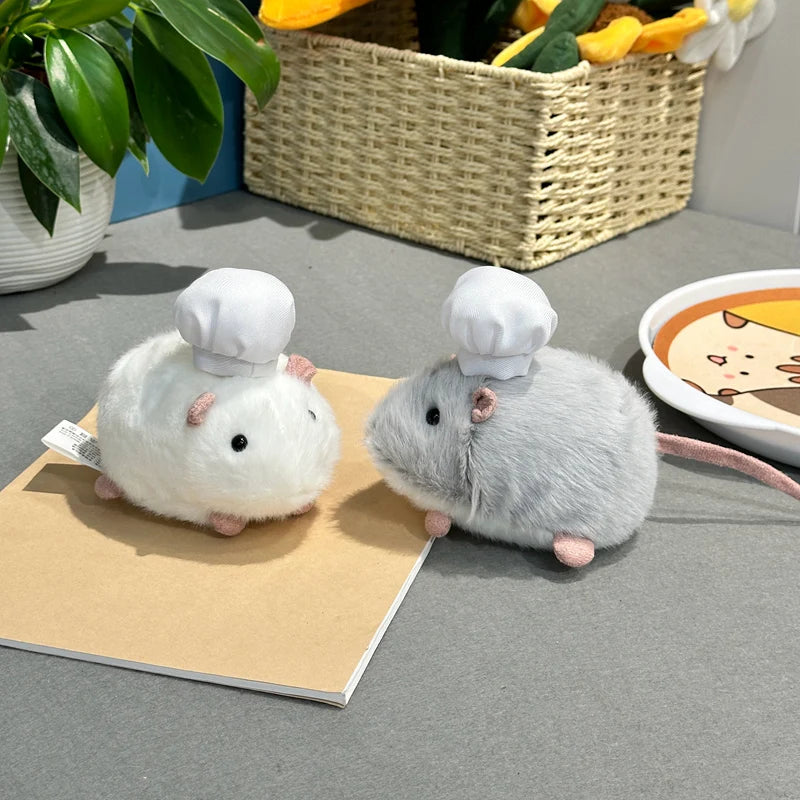 12CM Kawaii Cartoon Simulation Anime Flower Branch Mouse Stuffed Animal Plush Toy Children's Hamster Handmade Doll Festival Gift