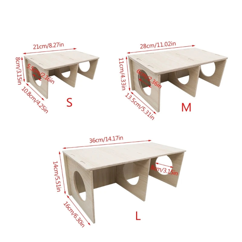 Natural Wood Multi-Chamber Hamster Hideout