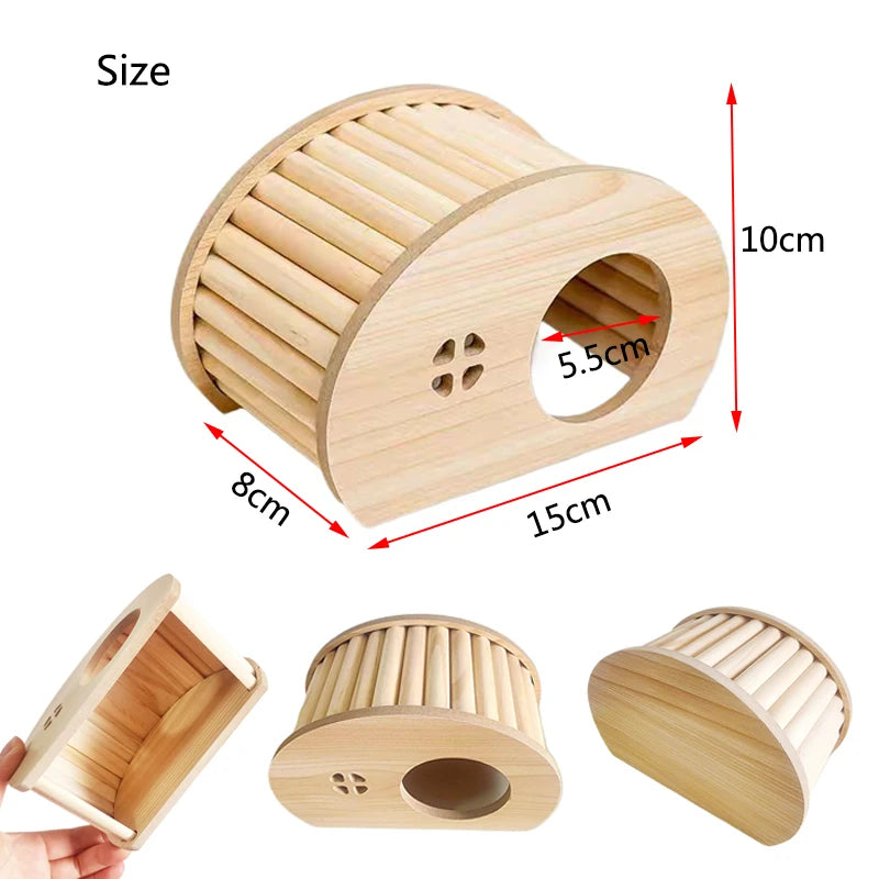 Smooth Hamster Hideaway Wooden Hamster House with Hiding Hole Small Pet
