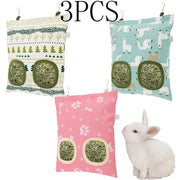 3pcs Hay Bag Hanging Pouch Feeder Feeding Dispenser Container Small Animal for Burrowly bowls & bottles and small pet care.