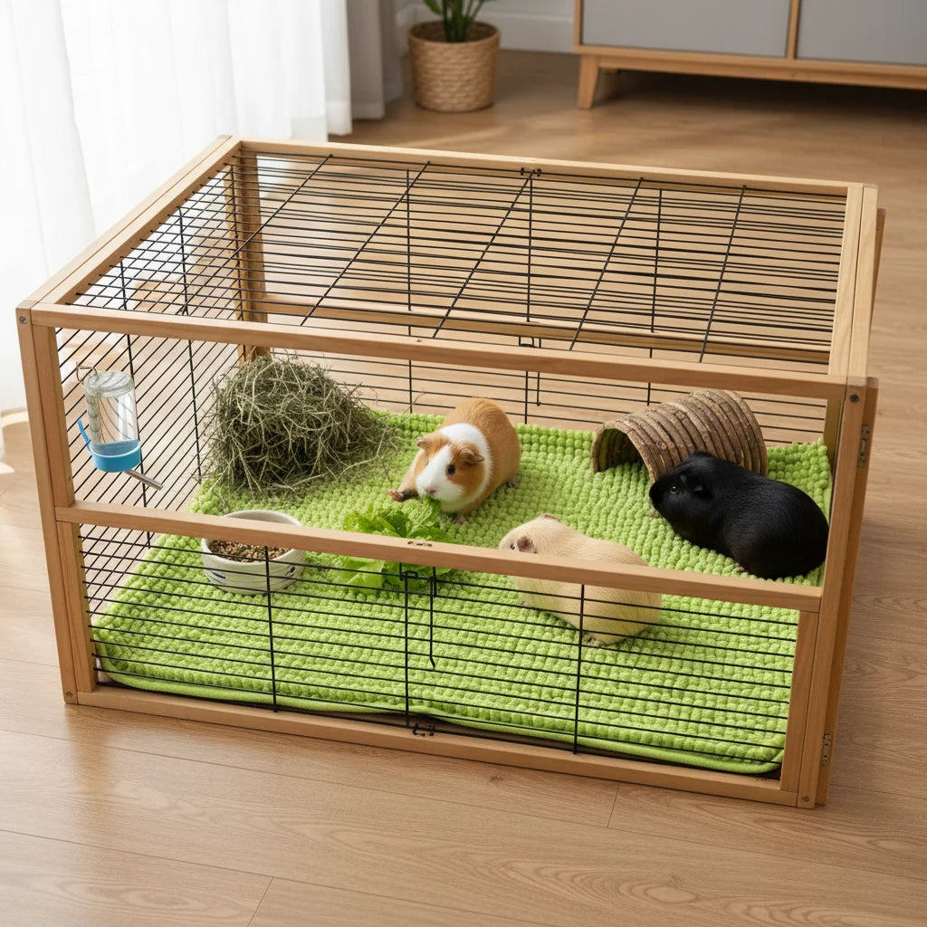 Chenille Fleece Cage Liner for Small Pets for guinea pigs, rabbits, and hamsters from Burrowly small pet supplies.