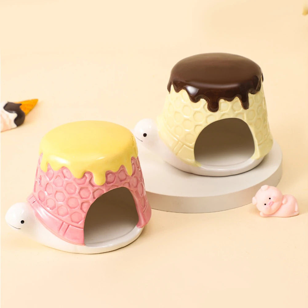 Ceramic Hamster House for Small Animals Outdoor Mushroom Cave Small Animal