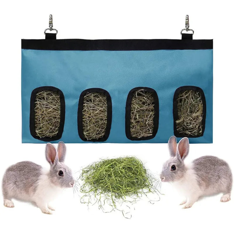 Hay Bag Hanging Pouch Feeder Holder Feeding Dispenser Container for Rabbit