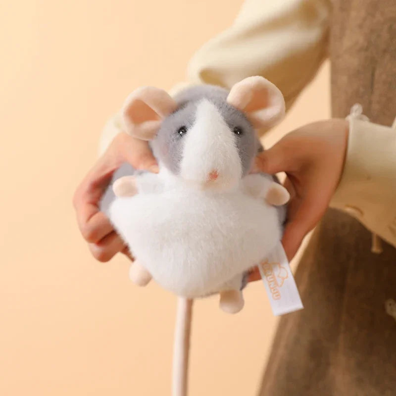 Cute Mouse Plush Toy Soft Furry Grey Pet Fancy Rat Stuffed Animal Doll Kawaii Mouse Plushie Bag Charm Home Decor Birthday Gift