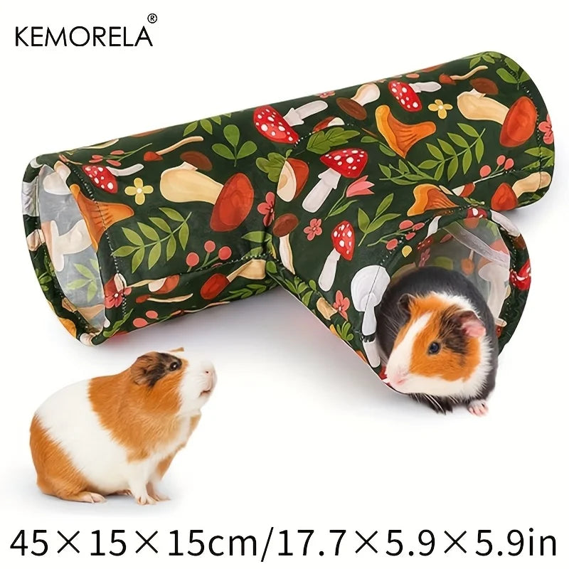 Kemorela 3-way Foldable Guinea Pig Tunnel - Washable Hideout for Rabbits