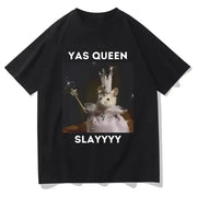 Sad Hamster T-shirt Funny Yas Queen Slayyyy Rat T-shirt Casual Short Sleeve Summer Fashion Street Tshirt High Quality Girls Tees