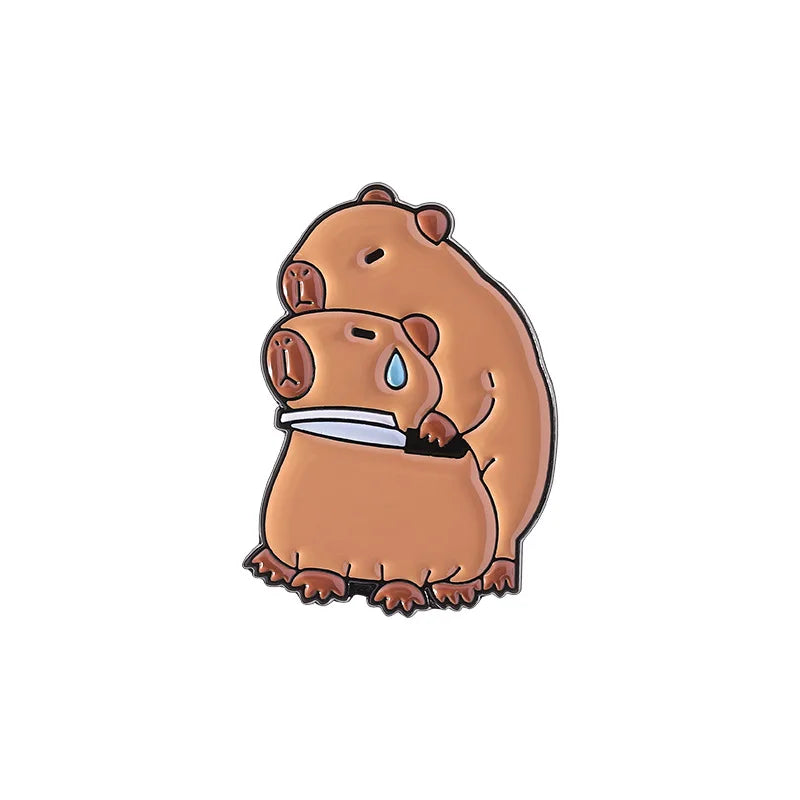 Cute Animal Capybara Enamel Pins Cartoon Partridge Crocodile Magic Scarf Cavy Lapel Badges Backpack Jewelry Gifts For Kids