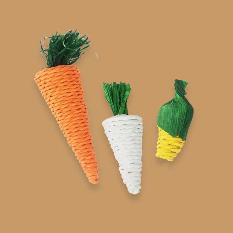 Corn and Carrot Woven Chew Balls for Hamsters for hamsters, rabbits, gerbils, and mice from Burrowly small pet supplies.