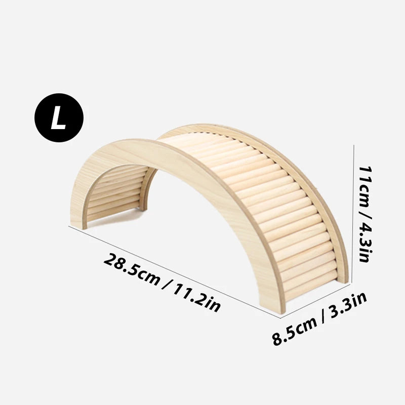 Flexible wooden bridge ladder for small pet habitat enrichment from Burrowly.