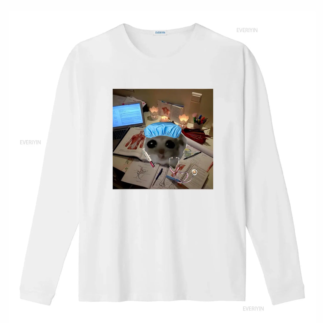Sad Hamster Studying M or F Funny Cotton T Shirt Parody Fast Shipping vintage Washed fashion streetwear Unisex Soft homme