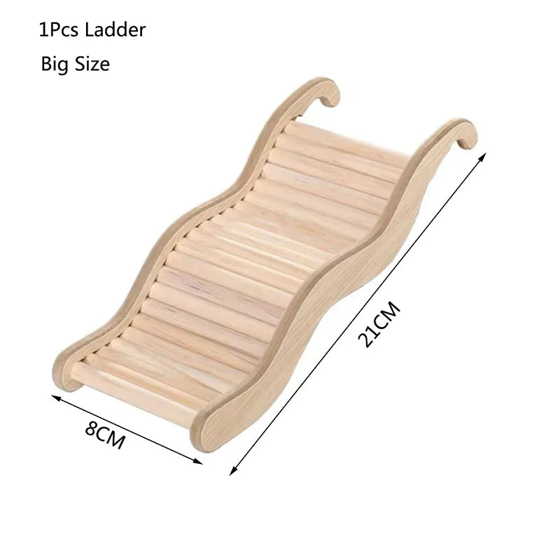 Smooth Hamster Hideaway Wooden Hamster House with Climbing Ladder Small