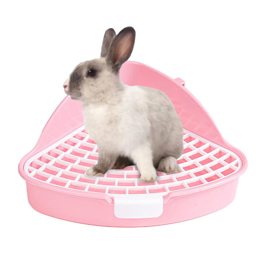 Bunny Corner Potty Trainer Tray for rabbits, ferrets, hamsters, and guinea pigs from Burrowly small pet supplies.
