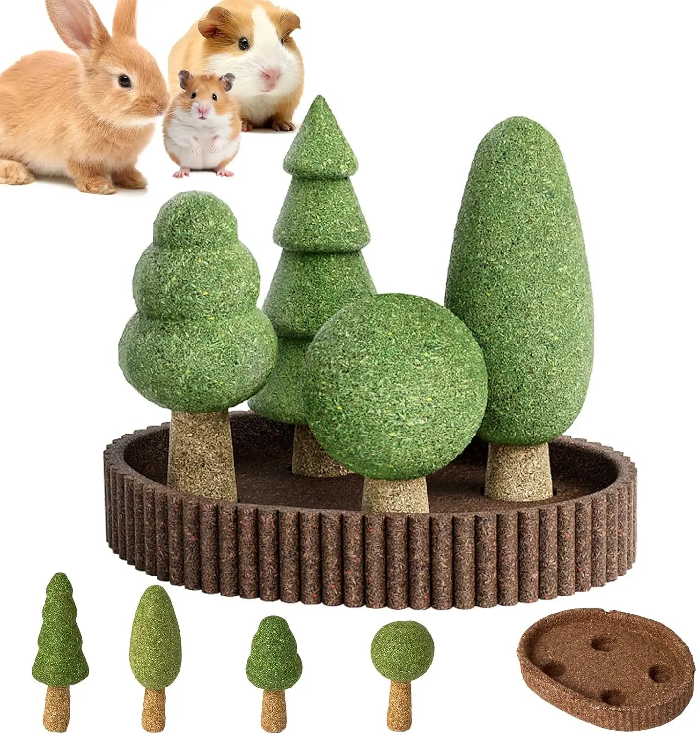 mini&moe Hamster Chew Toys for Teeth – 5PCS Guinea Pig Chew Toys Detachable Natural Edible Chinchilla Treats Improve Dental Heal