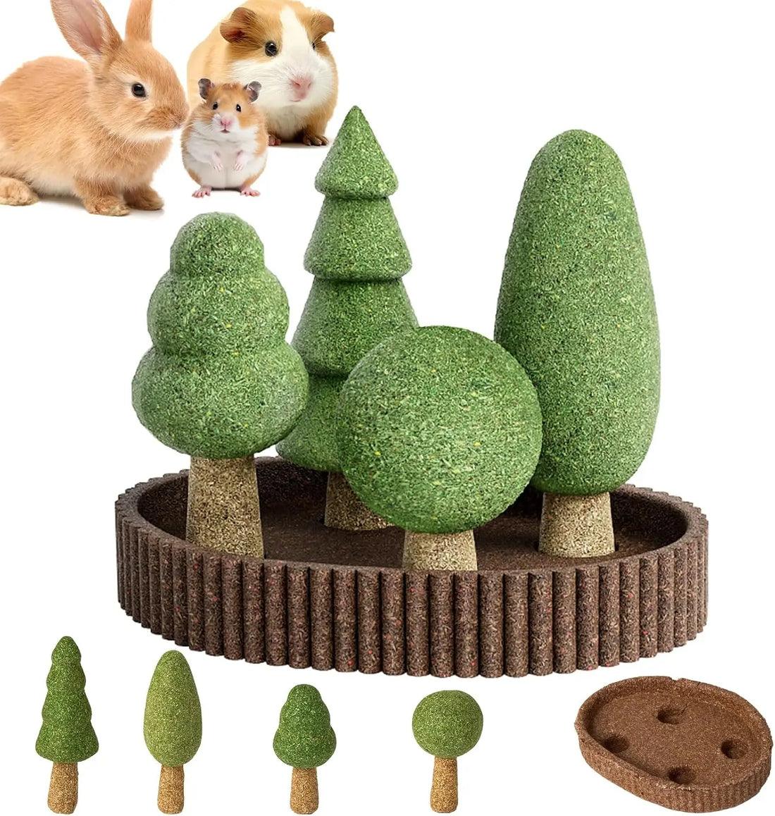 mini&moe Hamster Chew Toys for Teeth – 5PCS Guinea Pig Chew Toys Detachable Natural Edible Chinchilla Treats Improve Dental Heal