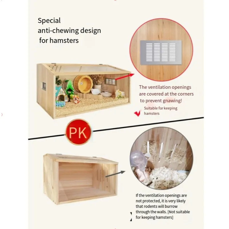 Hamster Cage Solid Wood Terrarium Supplies Nest Landscaping Special Golden Bear Super Large Luxury Villa Winter Incubator