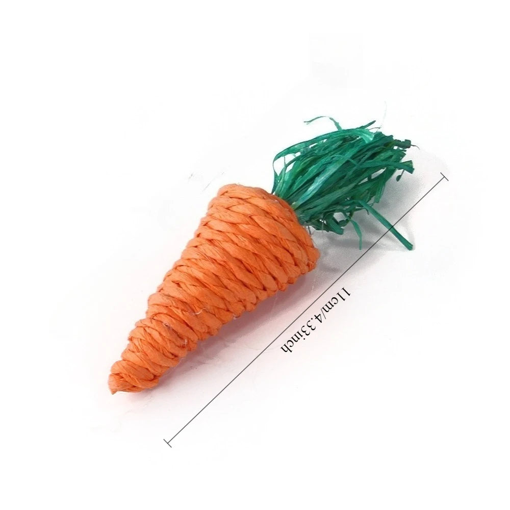 Hanging Grass and Wood Chew Toy Set for rabbits, guinea pigs, hamsters, and chinchillas from Burrowly small pet supplies.