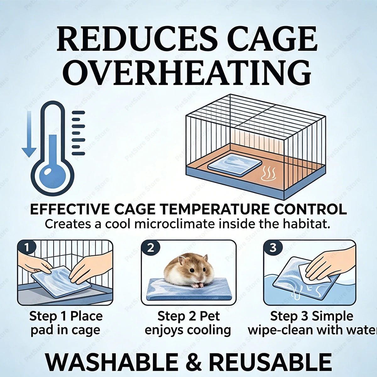 Hamster Ceramic Cooling Board Mat for Cage Ice Board Summer Cooling Supplies for Small Pets Hamster Cool Granite Stone 9 x 9 cm