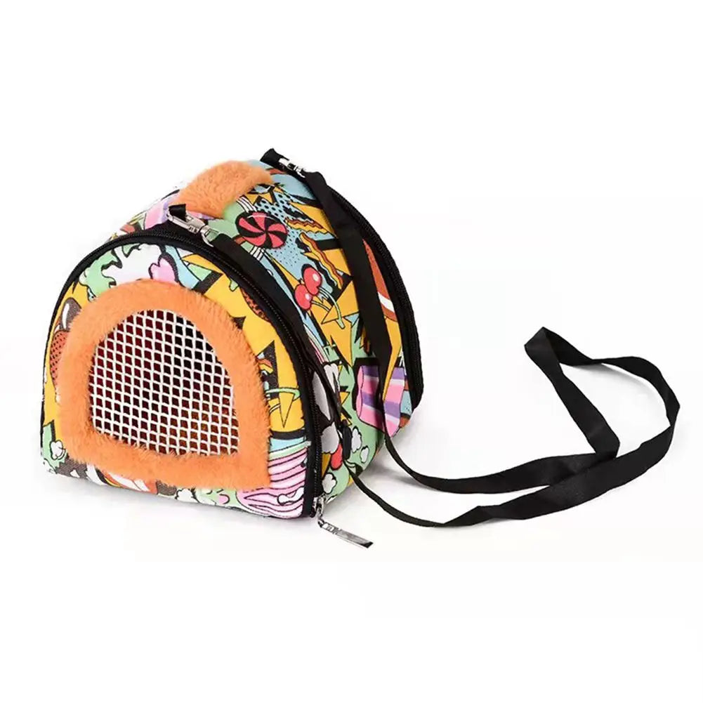 Warm Travel Carrier Bag for Small Pets for hamsters, guinea pigs, rabbits, and chinchillas from Burrowly small pet supplies.