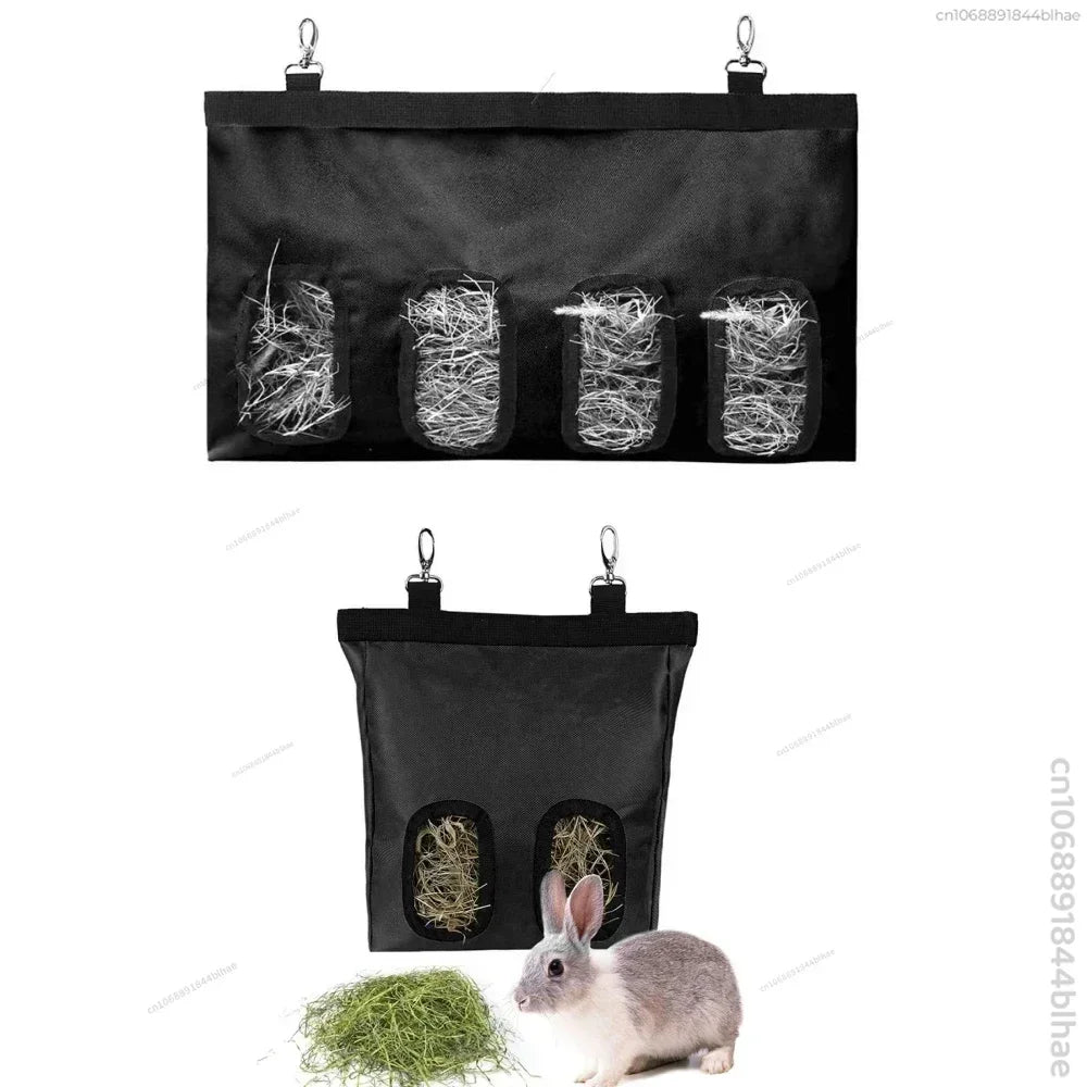 Hanging hay feeder bag for guinea pigs and rabbits from Burrowly.