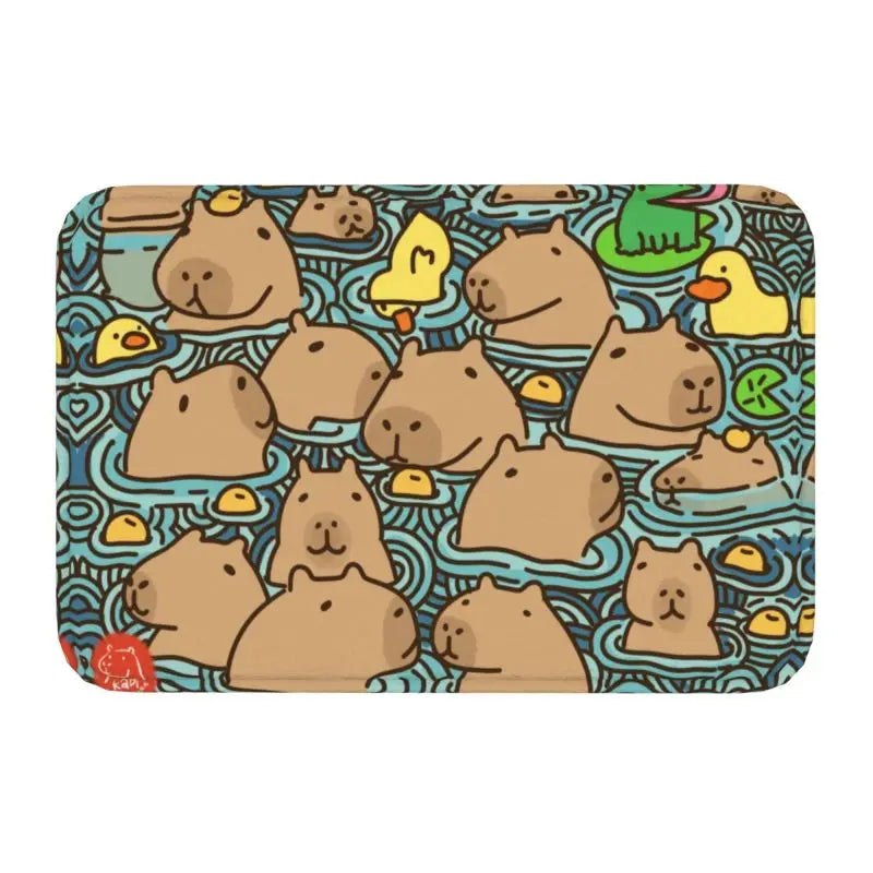 Custom Cute Giant Cavy Capybara Doormat Non-Slip Bathroom Kitchen Mat Living Room Floor Door Entrance Carpet Rug