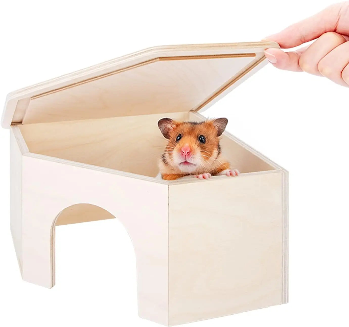 Birch Chamber-Maze Hamster Hideout - Woodland House Habitat for Hamsters, Mice, Gerbils