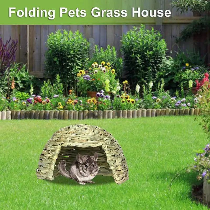 Foldable Grass Hideaway for Rabbits and Guinea Pigs for rabbits, guinea pigs, and chinchillas from Burrowly small pet supplies.