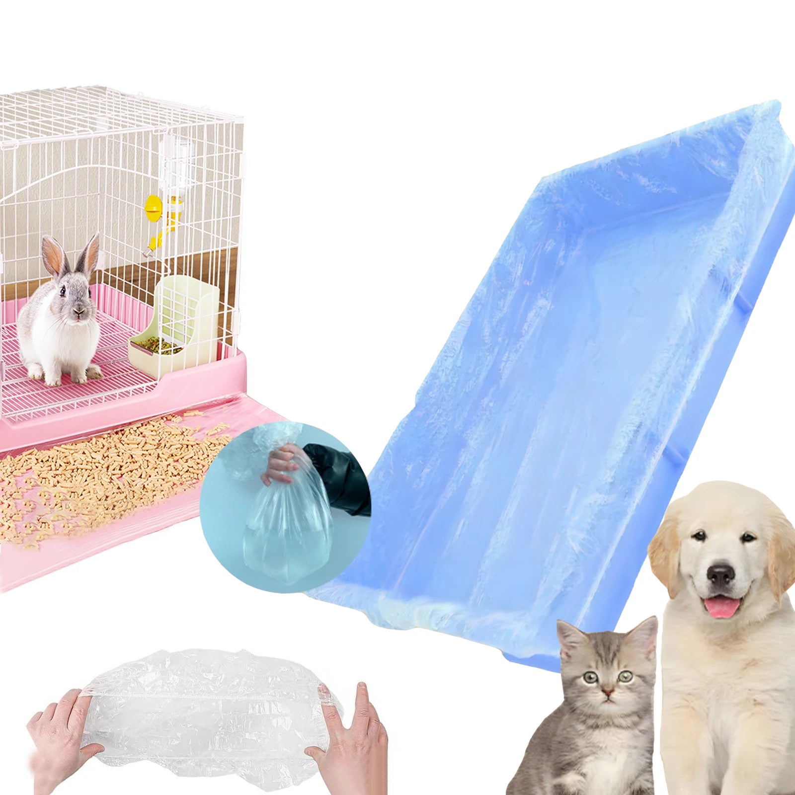 50pcs Rabbit Cage Liners Disposable Large Plastic Mat Films for Bunny Guinea Pigs Chinchillas Hamsters Hedgehogs Universal 60cm