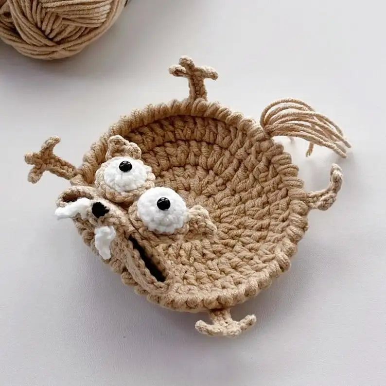 Cute Knitted Squirrel Coasters Funny Handwoven Squirrel Shaped Mug Mats Absorbent Desk Accessories for Coffee Tea Cup Home Decor