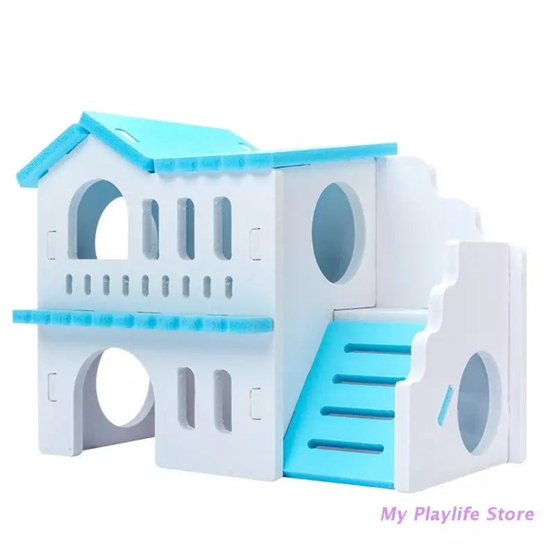 Hamster Wood House Hut Small Animal Rat Mouse Sleeping Nest Wooden Toy