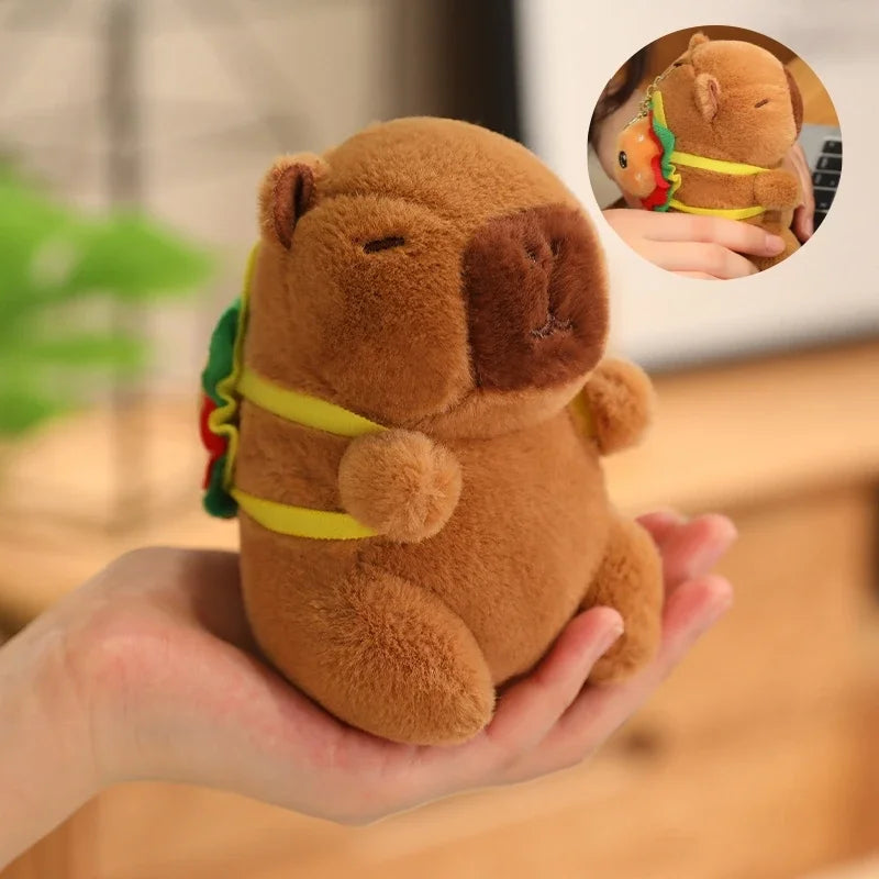 Cute Capybara Plush Toy with Hat Simulation Capybara Cosplay Crab Rabbit Cat Doll Small Size Stuffed Animals Bag Pendant Gift