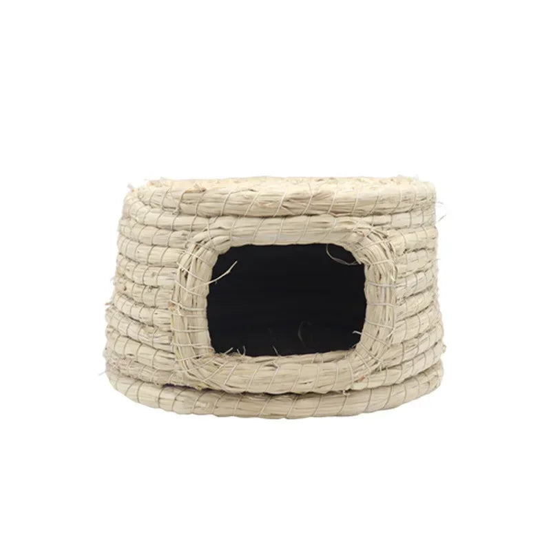 Natural Straw Woven Grass Bed for Small Pets for rabbits, hamsters, chinchillas, and mice from Burrowly small pet supplies.