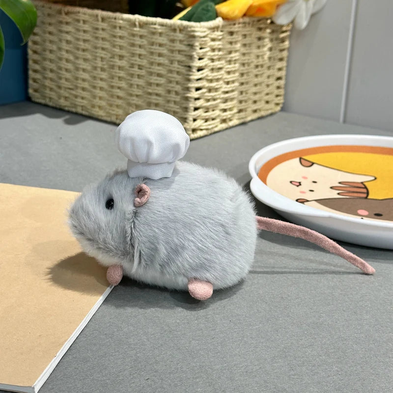 12CM Kawaii Cartoon Simulation Anime Flower Branch Mouse Stuffed Animal Plush Toy Children's Hamster Handmade Doll Festival Gift