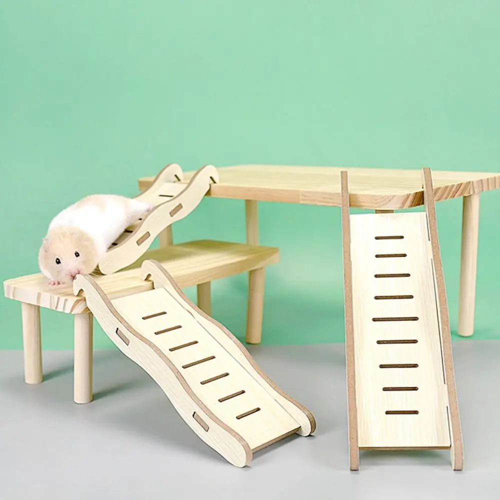 Wooden Hamster Ladder Suspension Bridge Small Pet Wood Ladder Gerbil for Burrowly enrichment toys and small pet care.