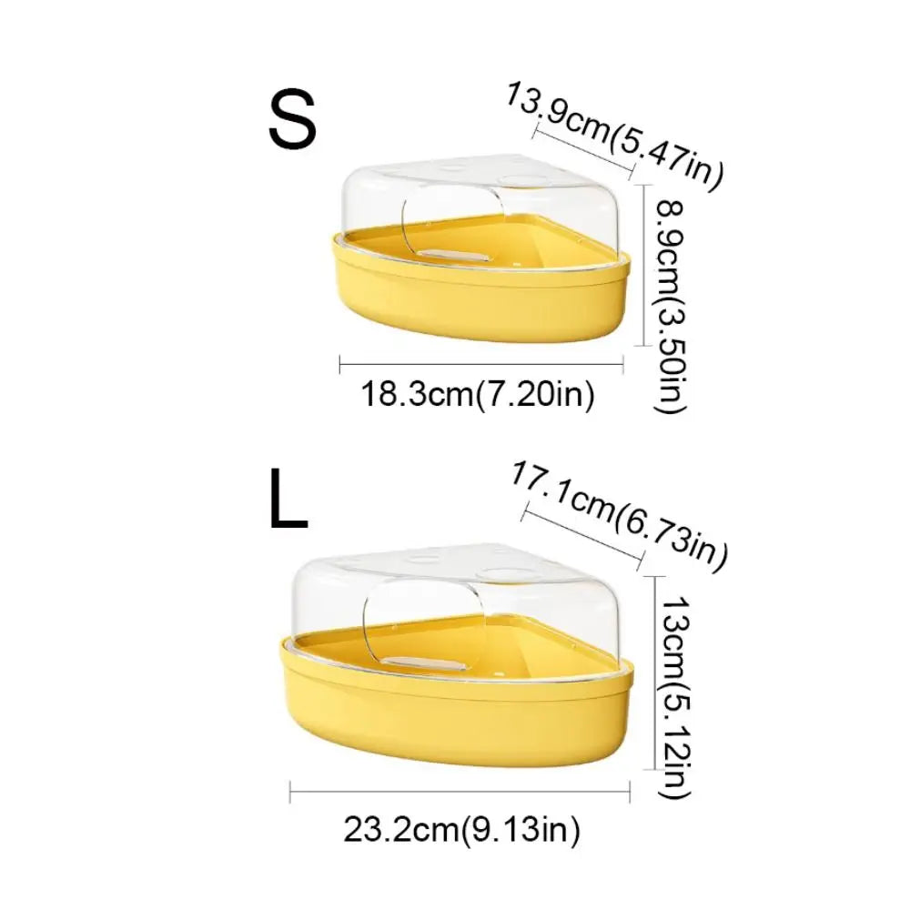 Transparent Hamster Sand Bath Box Escape-Proof Detachable Hamster Bathing Tub Cheese Shape Anti-spill Pet Bath Container