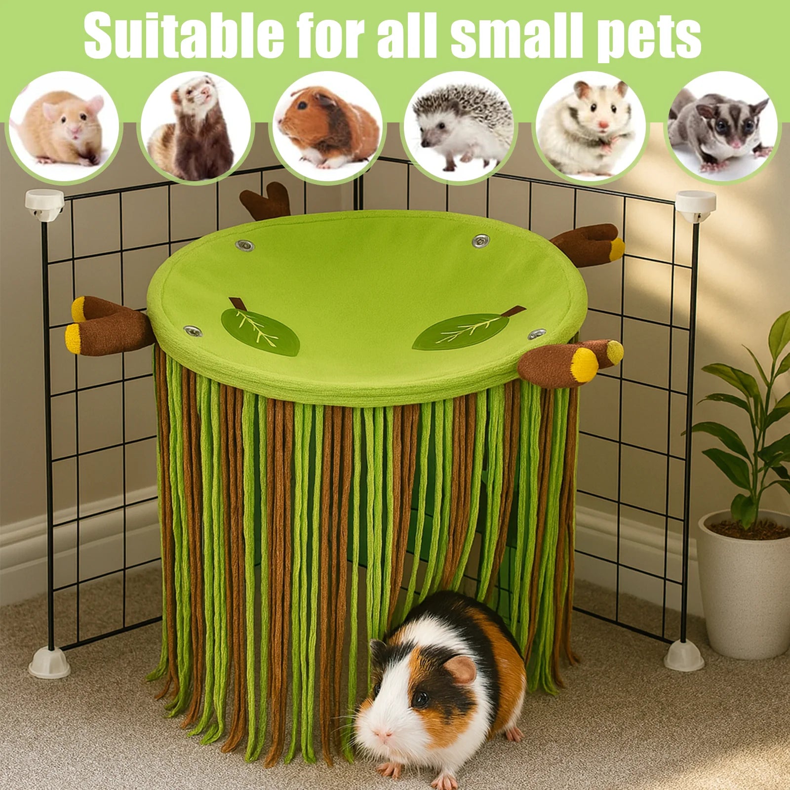 Pet Hammock Tassel Escape Room Swing Tree Stump Style Roof Summer Porcupine Chinchilla Hamster Reclimbable Pet bed
