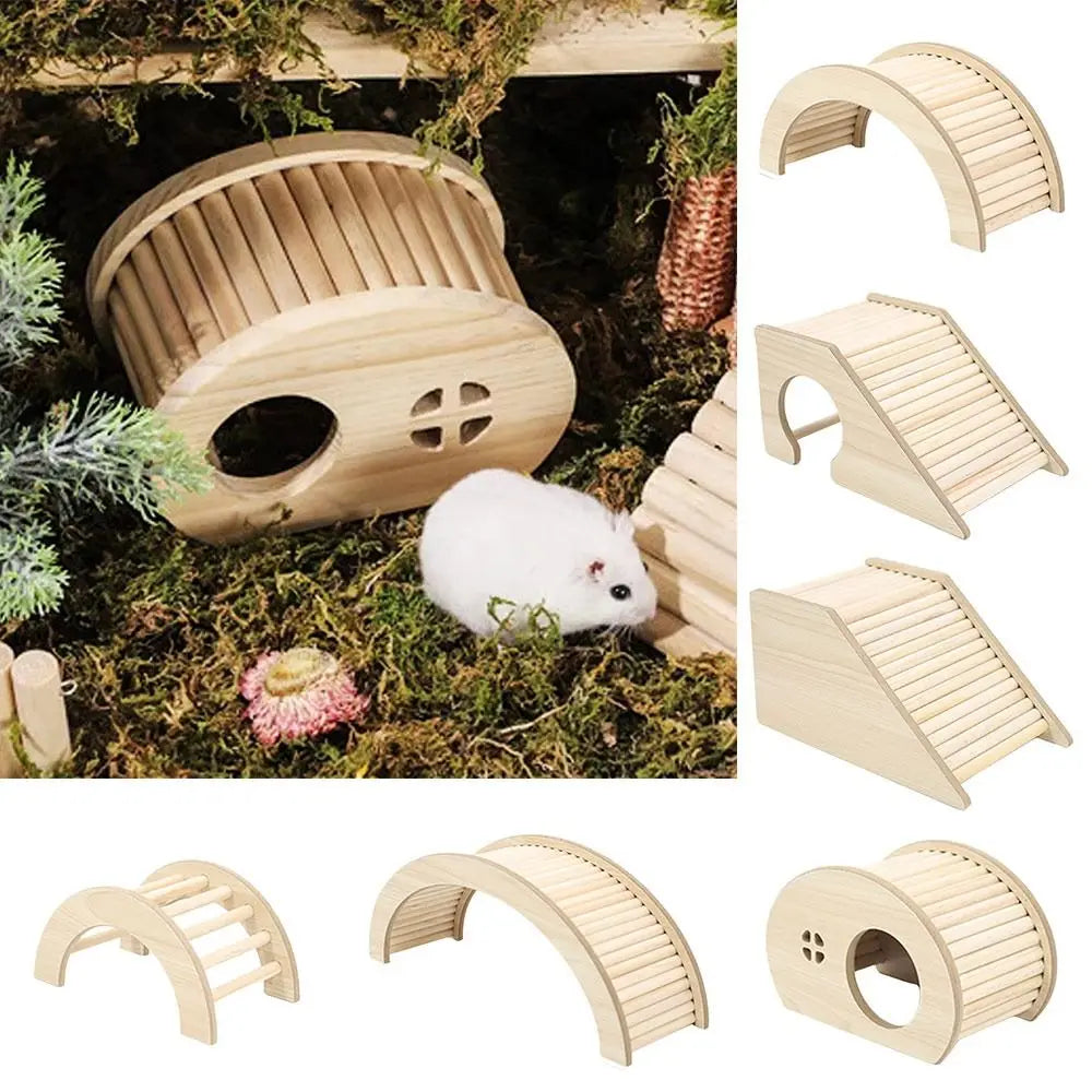 Smooth Hamster Climbing Ladder with Hiding Hole Small Hamster Wooden
