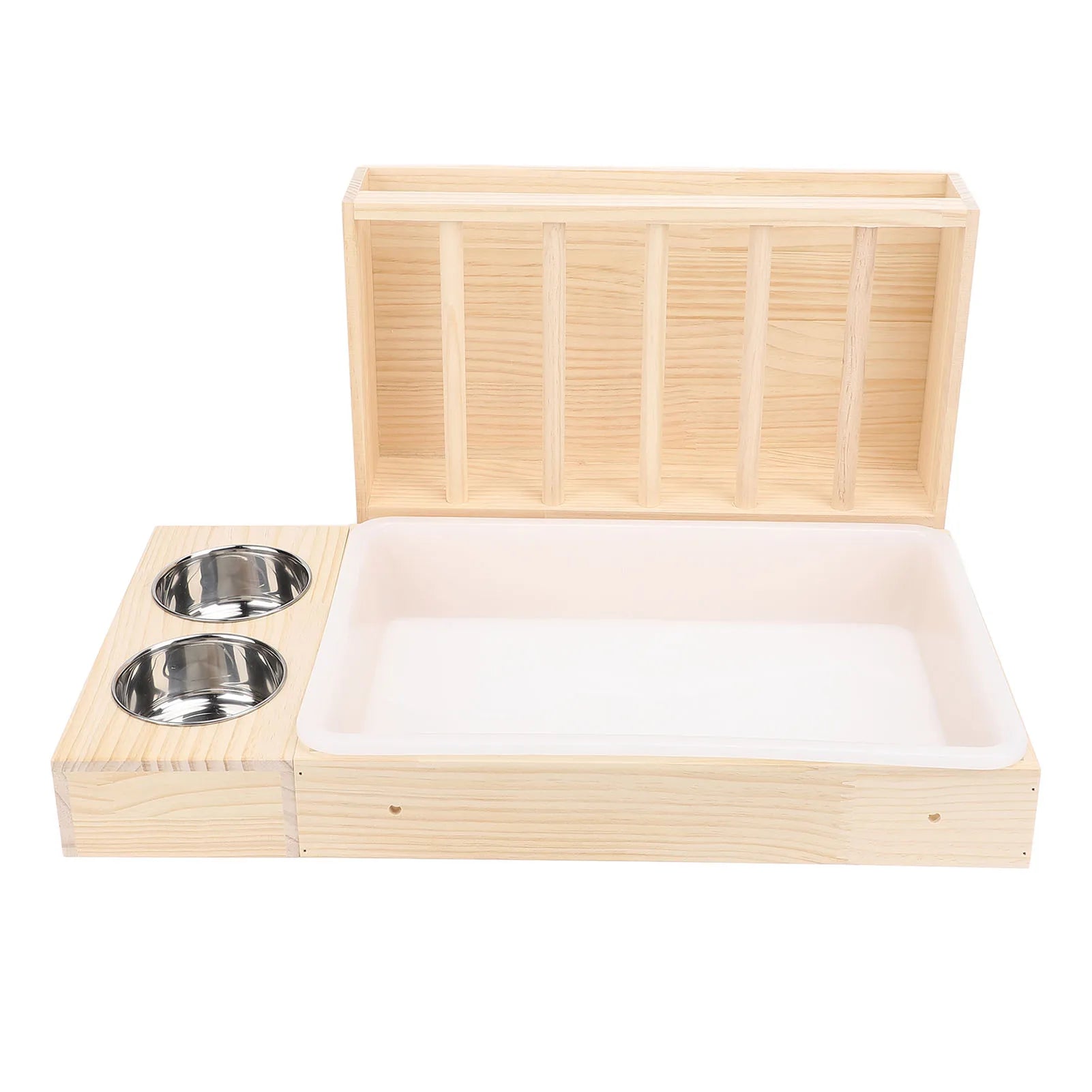 Rabbit Hay Feeder Easy to Assemble Mess Proof Wooden Food Feeding Manger