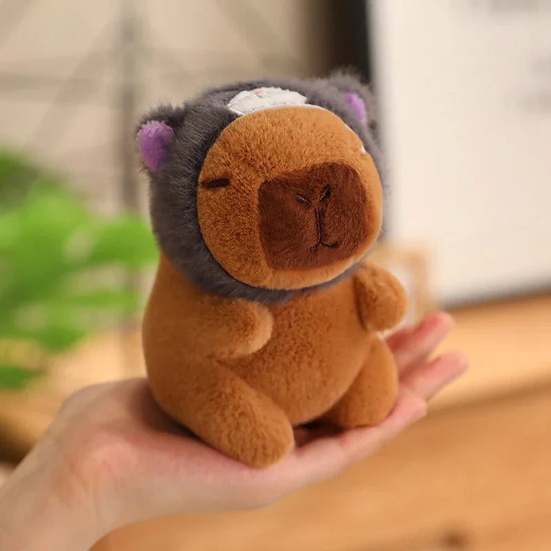 Cute Capybara Plush Toy with Hat Simulation Capybara Cosplay Crab Rabbit Cat Doll Small Size Stuffed Animals Bag Pendant Gift