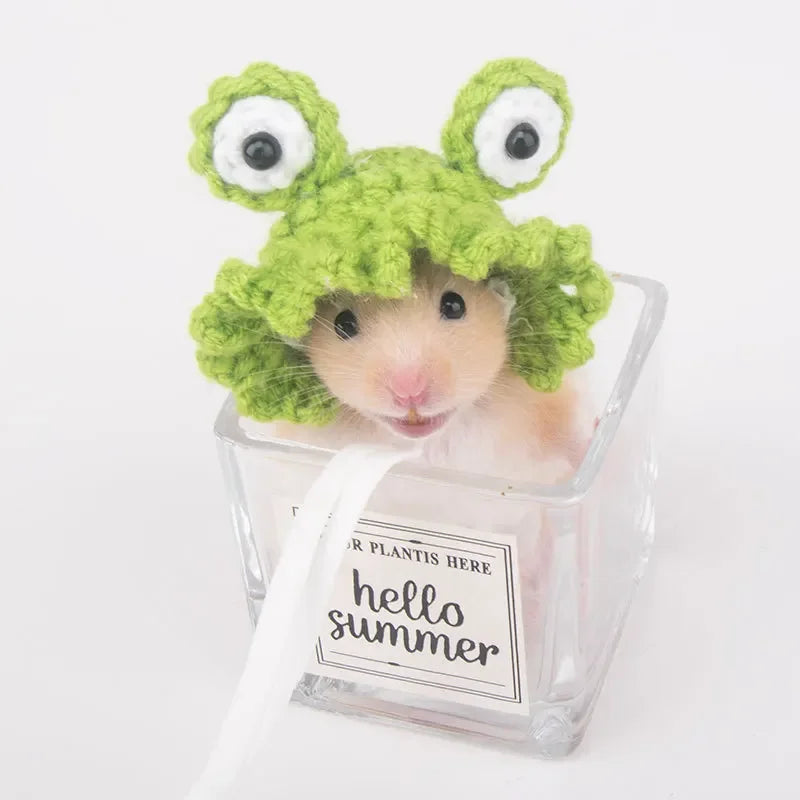 Spot Hamster Golden Bear Hat Hamster Clothes Pet Headwear Hat Honey Bag Flower Branch Dutch Pig Bag Set