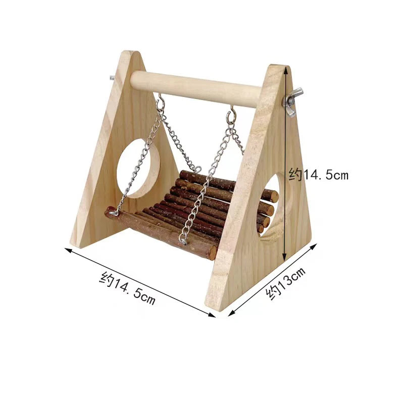 Natural Apple Wood Hamster Swing Chew Toy Wooden Bridge Small Animal