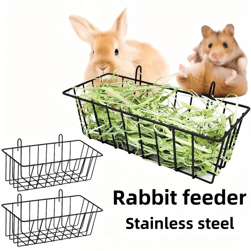 Rabbit Food Basket Grass Rack Rabbit Grass Frame Hay Feeder Rabbit Spring for Burrowly hay & forage and small pet care.