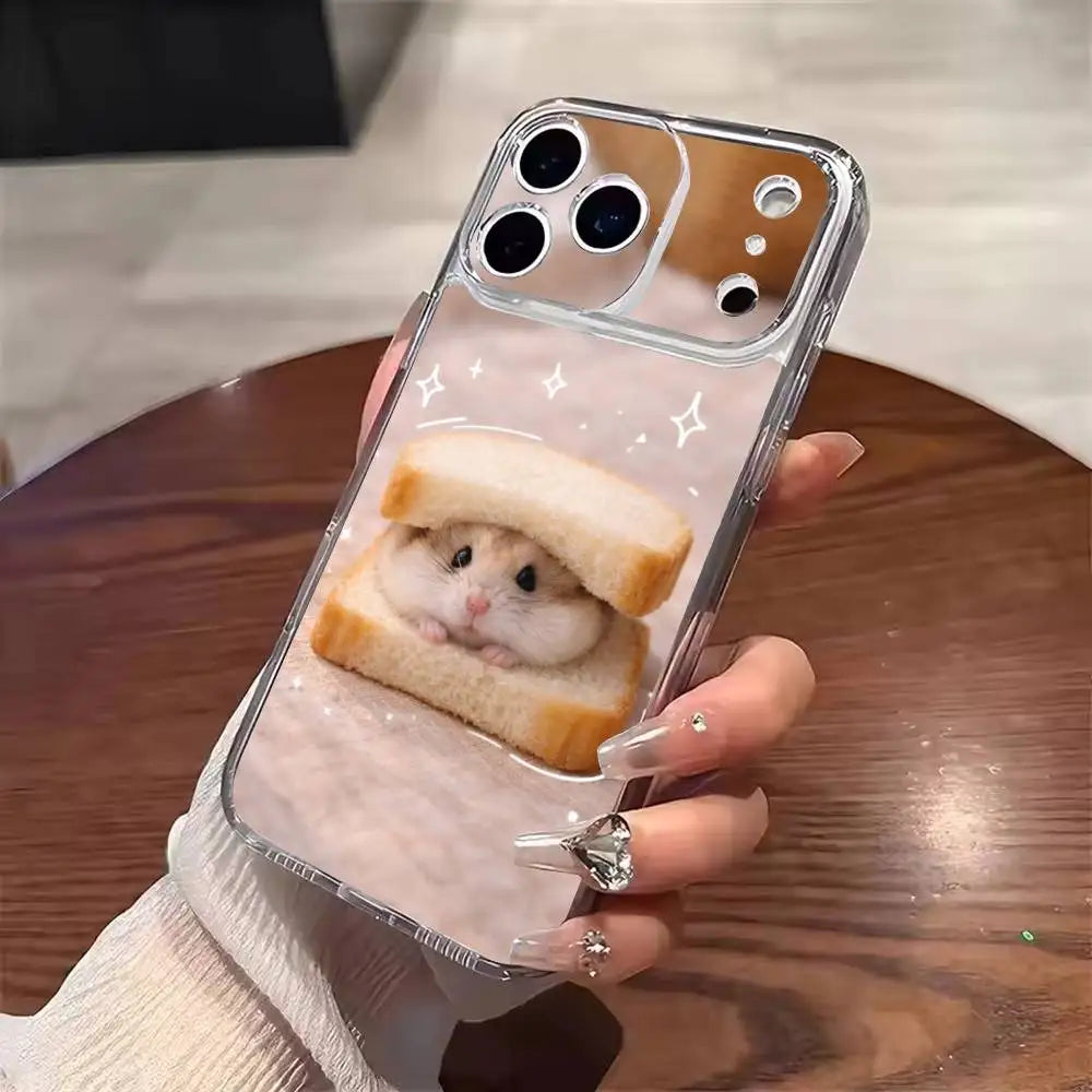 Cute Mouse Rat Hamster  Phone Case For iPhone 17 16 15 14 13 12 11 Mini Pro Max Plus Transparent Cover