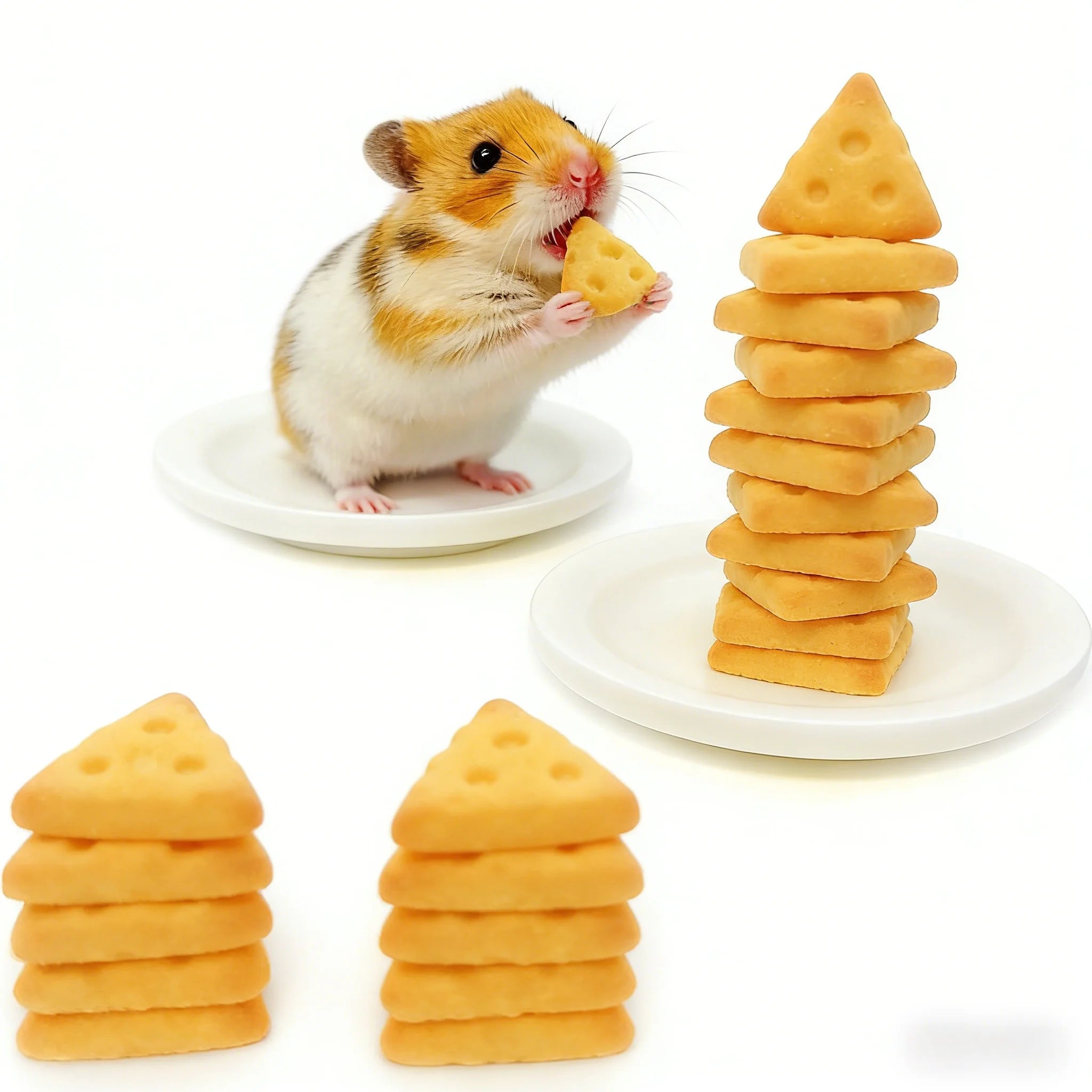 Cheese-Style Hamster Treat Biscuits for hamsters, gerbils, and mice from Burrowly small pet supplies.