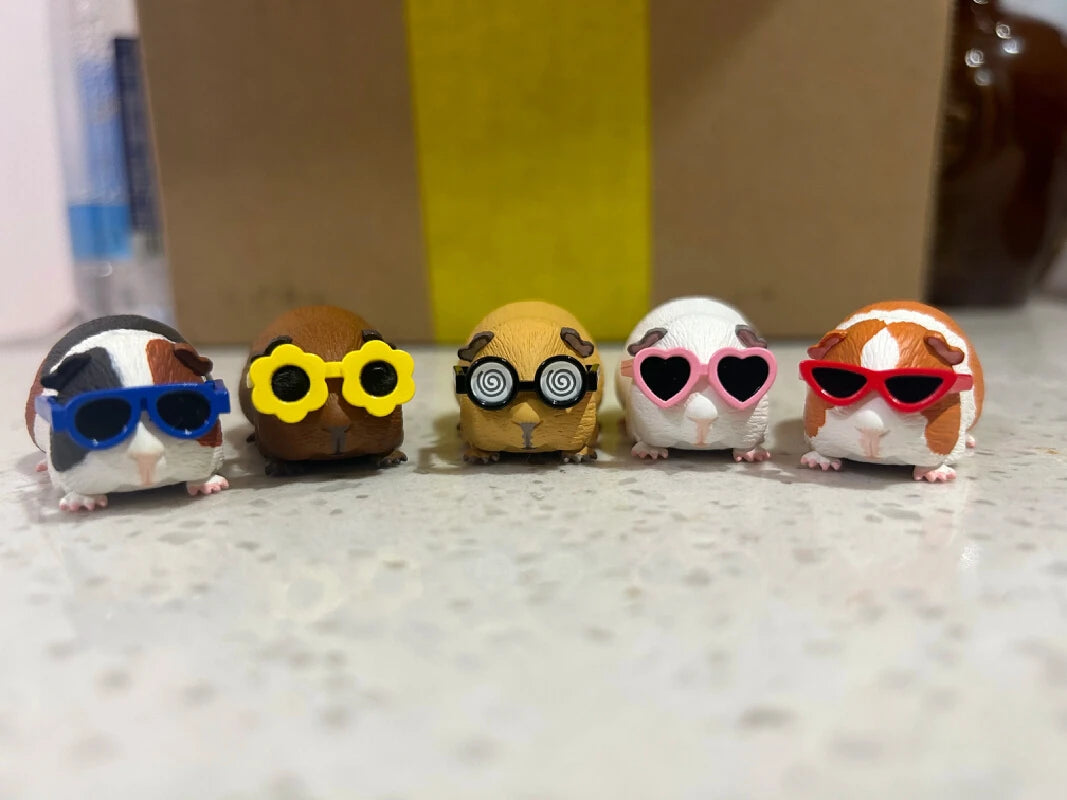 Guinea Pig With Sunglasses Blind Box Cute Mini Anime Action Figure Model Toys Kawai Desktop Decoration Collection Festival Gift